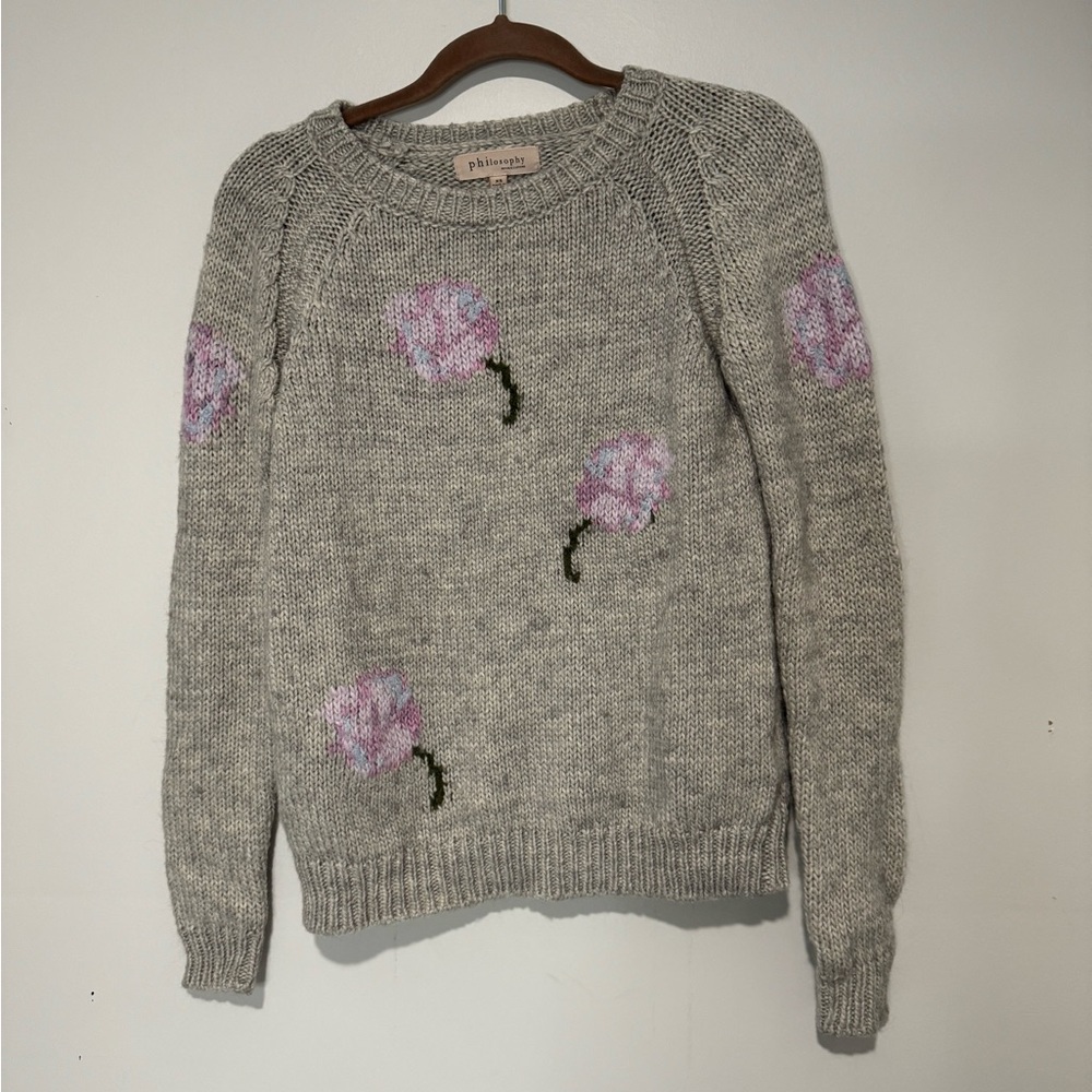 Philosophy Wool Blend Floral Knit Sweater